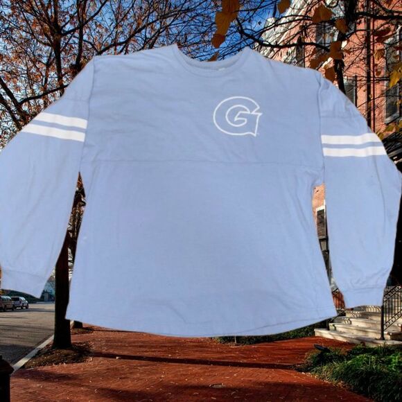 Women's Georgetown University Light Blue Oversized Long Sleeve T-Shirt, size M - Picture 2 of 9